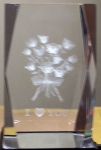 3 Inch 3D Laser Etched Crystal of a Bunch of Roses
